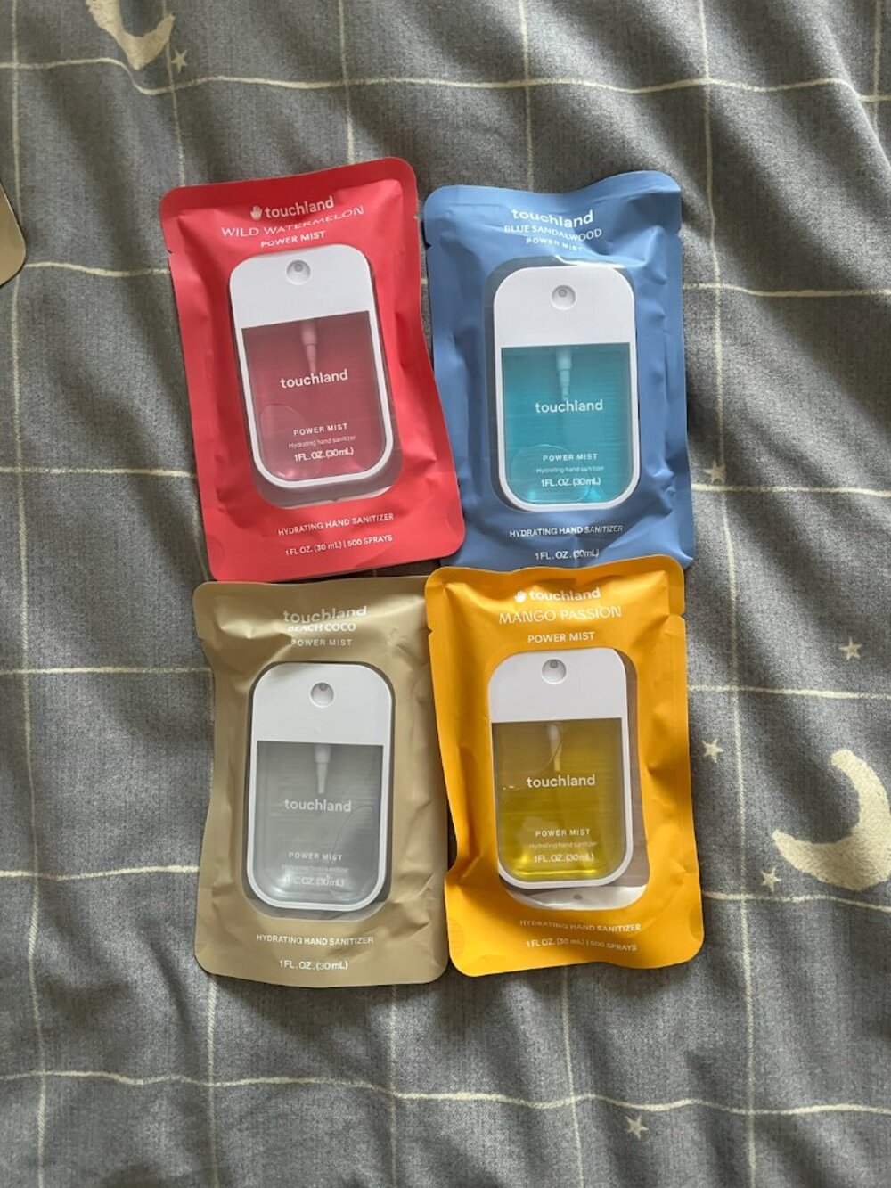 4 pack Touchland Power Mist Hydrating Hand Sanitizer 30ml/ 1 fl oz Each